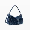 Borsa media in denim a fiori