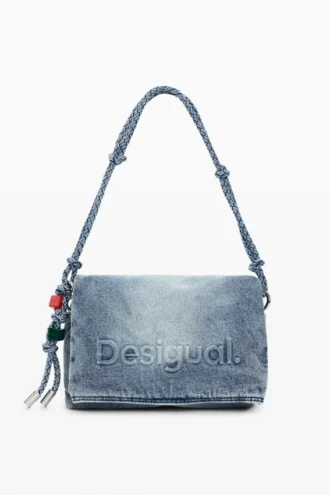 Borsa media in denim con ciondoli