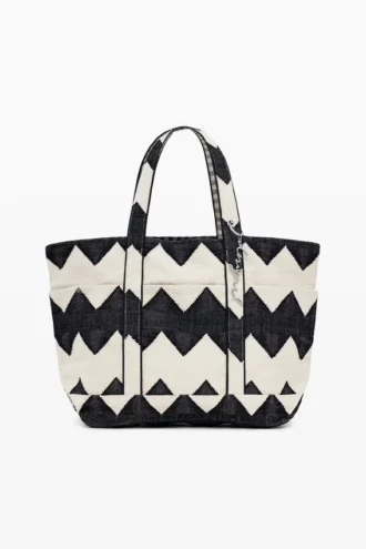 Borsa media reversibile in twill