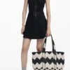 Borsa media reversibile in twill