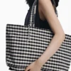 Borsa media reversibile in twill