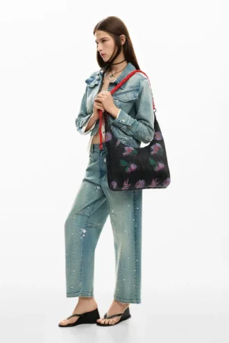 Borsa ovale media con texture