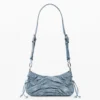 Borsa piccola in denim arricciato