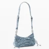 Borsa piccola in denim arricciato
