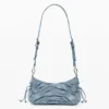 Borsa piccola in denim arricciato