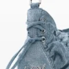 Borsa piccola in denim arricciato