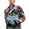 Borsa piccola in denim arricciato