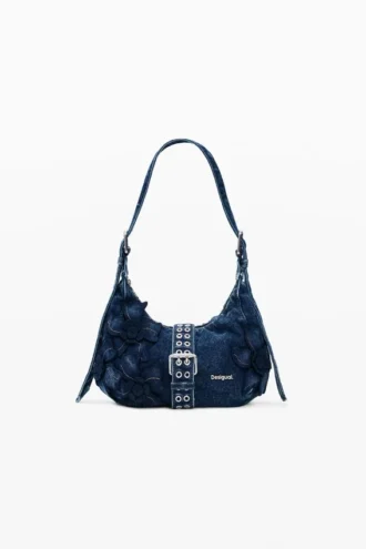 Borsa piccola in denim con fiori