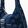 Borsa piccola in denim con fiori