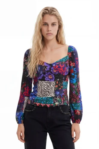 Camicetta a corsetto Patchwork