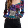 Camicetta a corsetto Patchwork