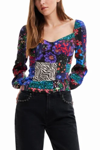 Camicetta a corsetto Patchwork