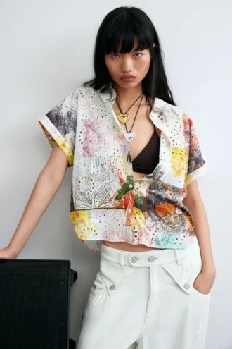 Camicia a maniche corte in cotone