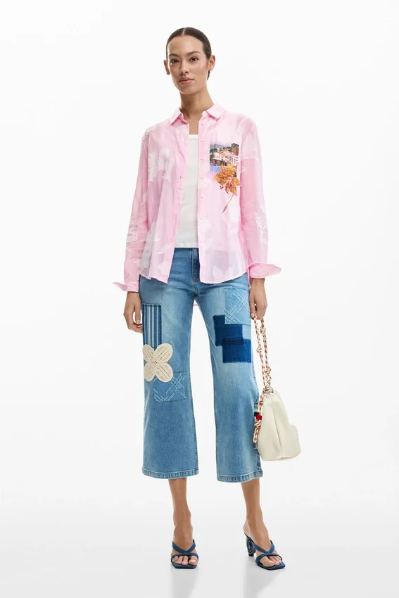 Camicia a righe con motivo cartolina Camicia a righe con motivo cartolina