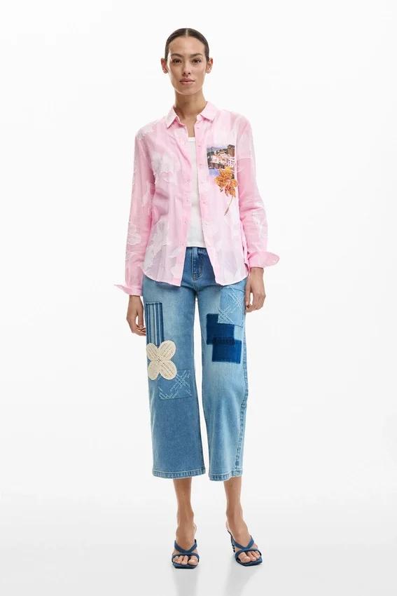 Camicia a righe con motivo cartolina Camicia a righe con motivo cartolina