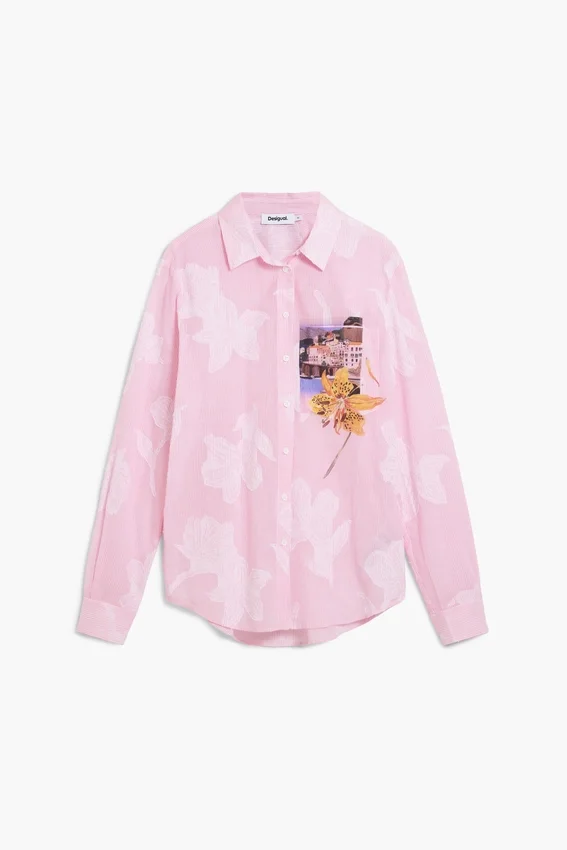 Camicia a righe con motivo cartolina Camicia a righe con motivo cartolina