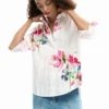 Camicie a fiori a maniche lunghe con pieghe