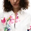 Camicie a fiori a maniche lunghe con pieghe