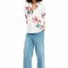 Camicie a fiori a maniche lunghe con pieghe