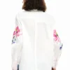 Camicie a fiori a maniche lunghe con pieghe