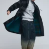 Cappotto a quadri bimateriale in lana Cappotto a quadri bimateriale in lana
