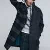 Cappotto a quadri bimateriale in lana Cappotto a quadri bimateriale in lana