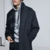 Cappotto a quadri bimateriale in lana Cappotto a quadri bimateriale in lana