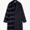 Cappotto a quadri bimateriale in lana Cappotto a quadri bimateriale in lana