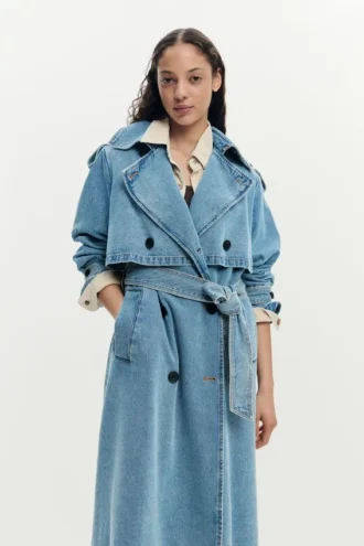 Cappotto in denim con cintura