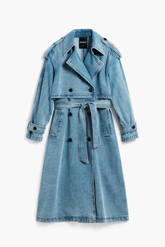 Cappotto in denim con cintura Cappotto in denim con cintura