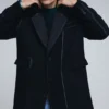 Cappotto lungo in lana a righe