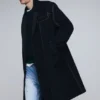 Cappotto lungo in lana a righe