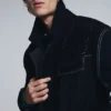 Cappotto lungo in lana a righe