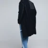 Cappotto lungo in lana a righe