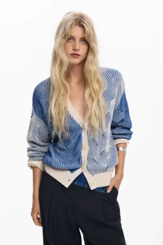 Cardigan in maglia bicolore