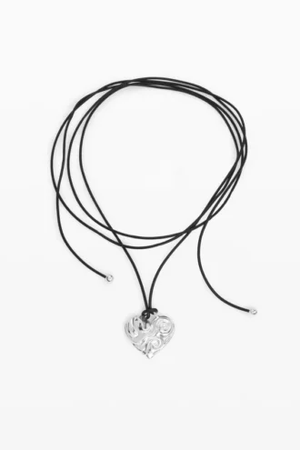 Ciondolo a forma di cuore placcato argento Zalio con cordino