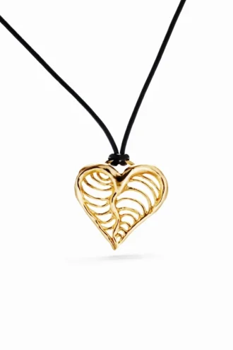 Ciondolo a forma di cuore placcato in oro Zalio Cord