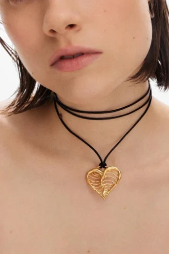 Ciondolo a forma di cuore placcato in oro Zalio Cord