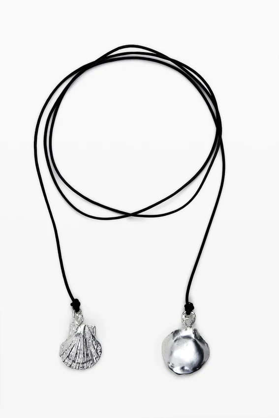 Ciondolo multiposizione con cordino in pelle placcato argento Zalio Ciondolo multiposizione con cordino in pelle placcato argento Zalio