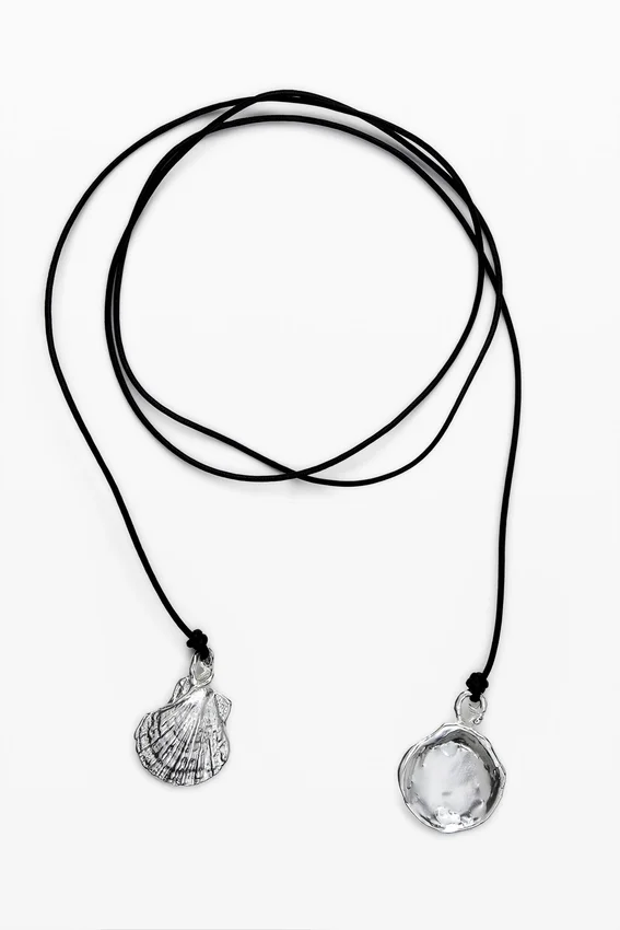 Ciondolo multiposizione con cordino in pelle placcato argento Zalio Ciondolo multiposizione con cordino in pelle placcato argento Zalio