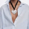 Collana con ciondolo a cuore placcato argento Zalio