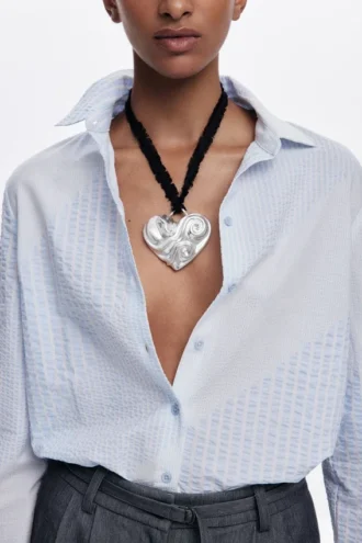 Collana con ciondolo a cuore placcato argento Zalio
