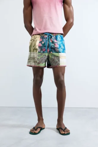 Costume da bagno con patch stampato