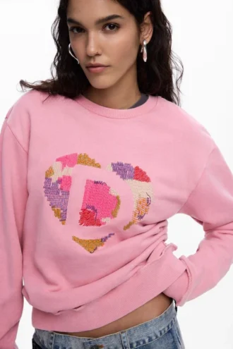 Felpa con logo in perline