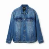 Giacca da camionista in denim a fiori