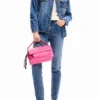 Giacca da camionista in denim a fiori