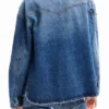 Giacca da camionista in denim a fiori