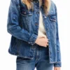 Giacca da camionista in denim a fiori