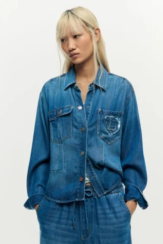 Giacca in denim con logo