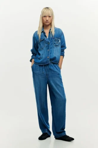 Giacca in denim con logo